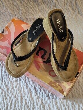 NIB Vintage MUDD Platform Sandals - Y2K Chunky Wedge Thong Slides - Size 7